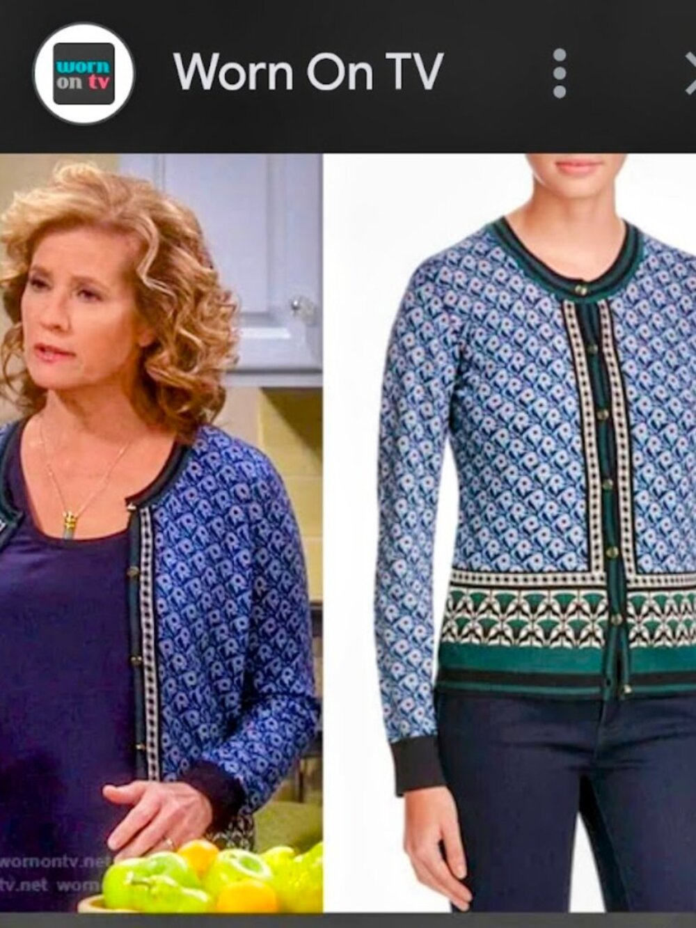 AS SEEN ON TV Tory Burch Amble Floral Wool Cardigan Vanessa Baxter Quiet Lux S/M